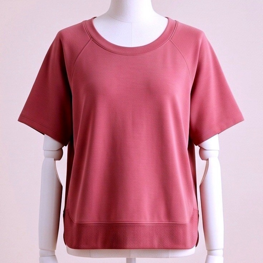 Athleta XL Essence Crop Short Sleeve Tee Rosewood Pink Raglan Yoga Top
